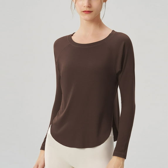 TMOYZQ Long Sleeve Workout Tops for Women Crewneck Yoga Shirts Lightweight Athletic Gym Running Sport Casual T-Shirt