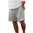 thumbnail image 1 of TMOYZQ Men's Big & Tall Linen Shorts Casual Lightweight Drawstring Elastic Waist Summer Beach Shorts Classic Fit Short Pants with Pockets, 1 of 5