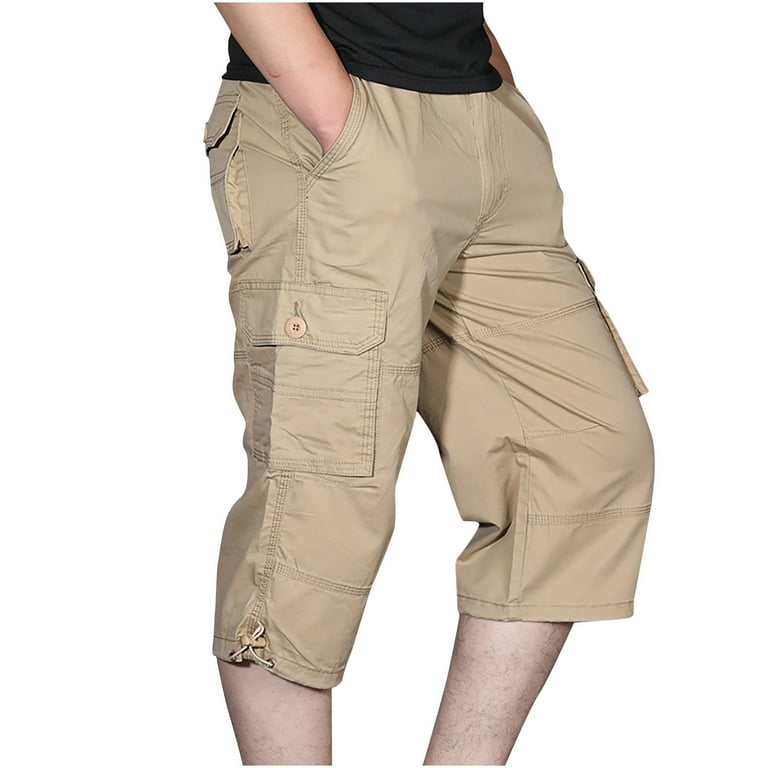 TMOYZQ Men's Capri Cargo Shorts Lightweight Quick Dry Below Knee