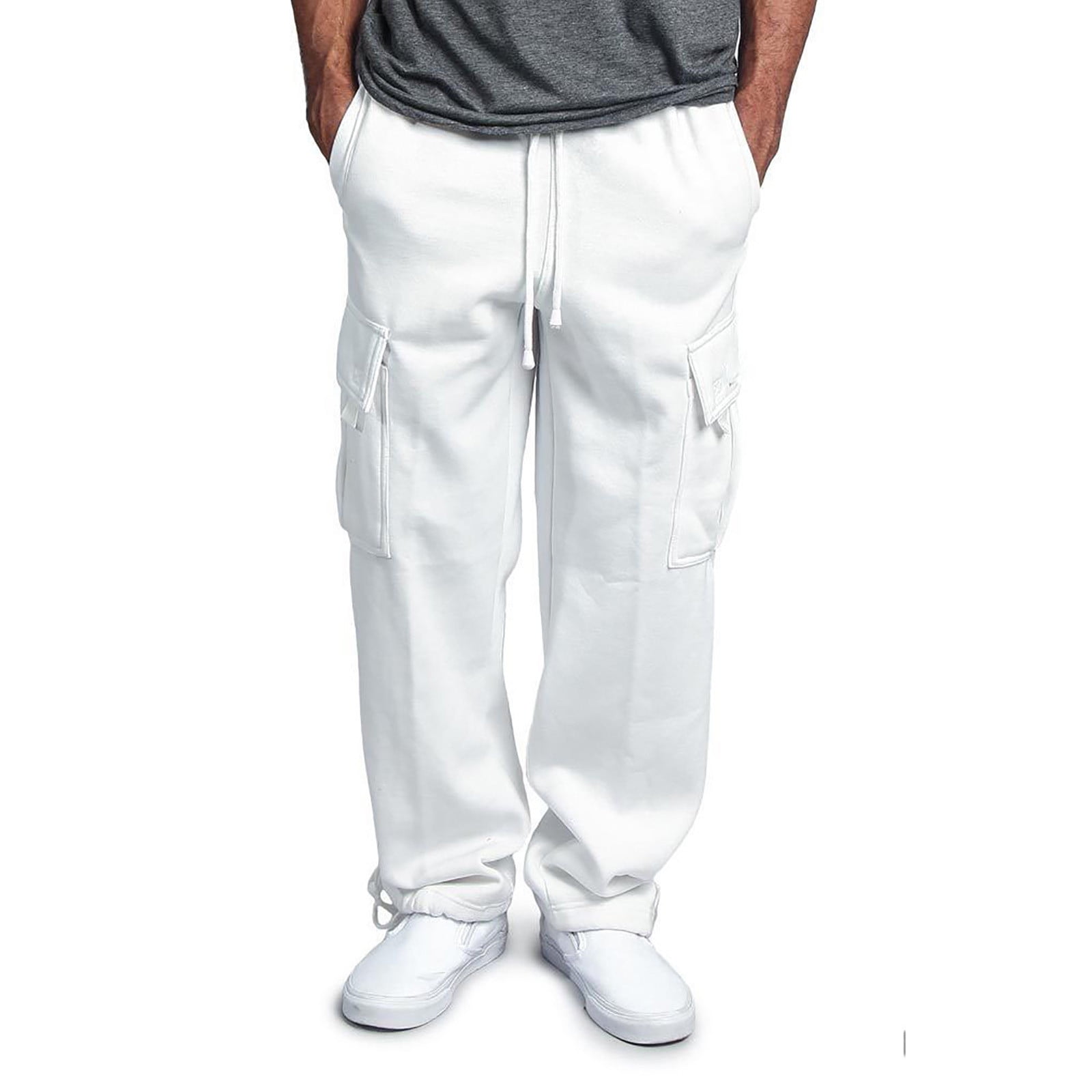 TMOYZQ Men s Cargo Sweatpants with Multi Pockets Casual Baggy Fleece High Waisted Drawstring Lightweight Work Pants Outdoor Fitness Joggers Pants Athletic Trousers Available in Big Tall Walmart
