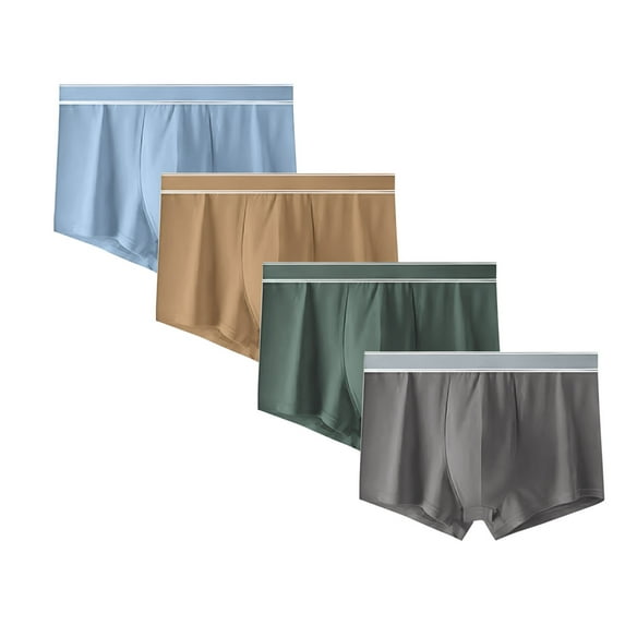 TMOYZQ Men's Cotton Boxer Briefs Big & Tall 4 Pack Moisture-Wicking Stretch Underwear with Ball Pouch Comfort & Breathable Low Rise Tagless Briefs on Clearance