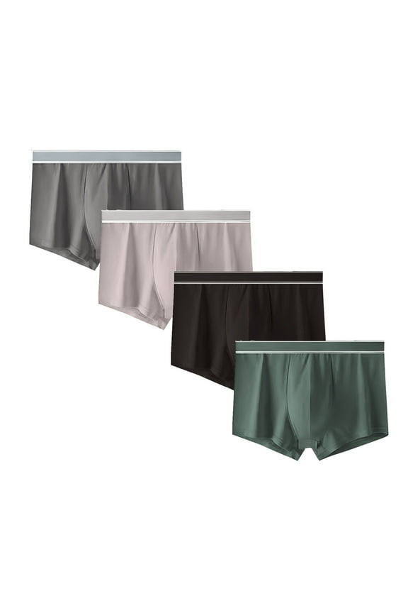 Men's Cotton Boxer Briefs Big & Tall 4 Pack Moisture-Wicking Stretch Underwear with Ball Pouch Comfort & Breathable Low Rise Tagless Briefs on Clearance