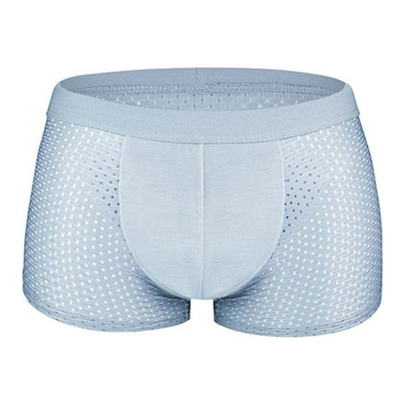 TMOYZQ Men's Cotton Boxer Briefs Low Waist Hollow Out Mesh Underwear See Through Breathable Underwear Fishnets Panties (Available in Big & Tall)