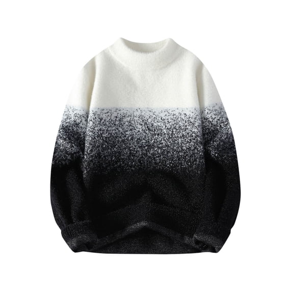 TMOYZQ Men's Crewneck Sweater Slim Fit Color Block Long Sleeve Pullover Tops Classic Casual Fall Winter High Neck Pullover Thermal Loose Comfy Sweaters