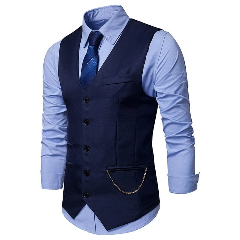 TMOYZQ Men's Dress Suit Vest Formal Business Casual Slim V-neck