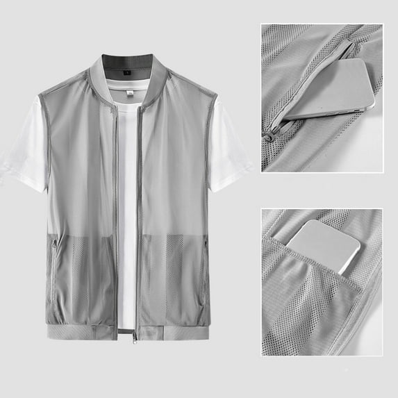 Cxenplz Men's Fishing Vest Summer Outdoor Mesh Work Journalist's Vest Jacket