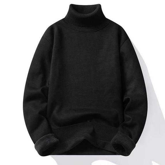 TMOYZQ Men's Fleece Lined Sweater Lightweigh Long Sleeve Turtleneck Pullover Sweatshirt Fall Winter Casual High Neck Warm Jumper Tops