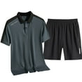 thumbnail image 1 of TMOYZQ Men's Golf Shirt and Shorts Set Quick Dry 2 Piece Outfits Fashion Summer Short Sleeve Suit Lightweight Athletics Beach Vacation Tracksuit Sets, 1 of 2