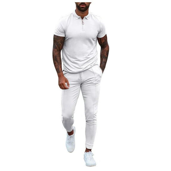 Cxenplz Men's Golf Track Suit Sets 2 Piece Casual Athletic Jogging Outfits Fashion Short Sleeve Sweatsuit Comfy Sets