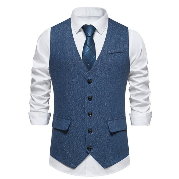 TMOYZQ Men's Herringbone Tweed Wool Formal Suit Vest Business Casual Retro Slim Waistcoat Vest Tuxedo Vests Wedding Prom Party Dress Vest with Pockets