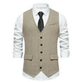 thumbnail image 1 of TMOYZQ Men's Herringbone Tweed Wool Formal Suit Vest Business Casual Retro Slim Waistcoat Vest Tuxedo Vests Wedding Prom Party Dress Vest with Pockets, 1 of 1