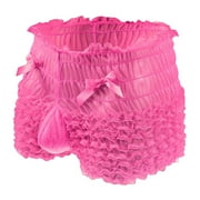 TMOYZQ Mens Lace Ruffled Mini Boxer Briefs Underwear Breathable Seamless Panties See Through Underpants Bulge Pouch Trunks Boyshorts