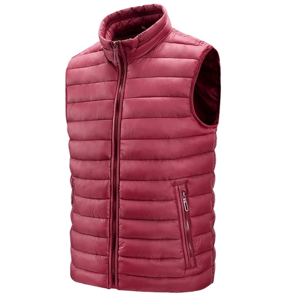 TMOYZQ Men's Lightweight Packable Insulated Puffer Vest, Casual Stand Collar Sleeveless Padded Down Waistcoat Vest Outdoor Sports Travel Thermal Puffer Jacket Top Winter Coats with Zipper Pockets