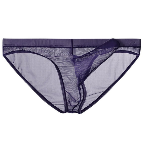 TMOYZQ Men's Low Waist Triangle Briefs Super-Thin Transparent Mesh Breathable Bulge Pouch Bikini Briefs Underwear Male Underpants Panties