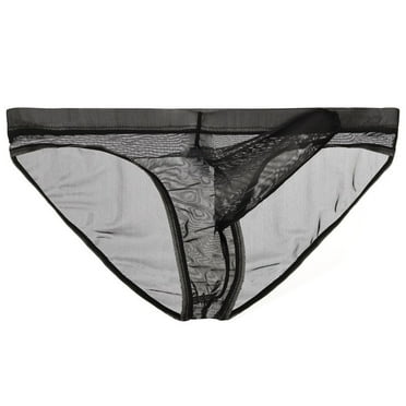 TMOYZQ Men's Low Waist Triangle Briefs Super-Thin Transparent Mesh Breathable Bulge Pouch Bikini Briefs Underwear Male Underpants Panties