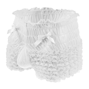 Deals of the Day Clearance TMOYZQ Men's Mesh Lace Bowknot Boxer Briefs Ruffled Breathable Panties with Pouch