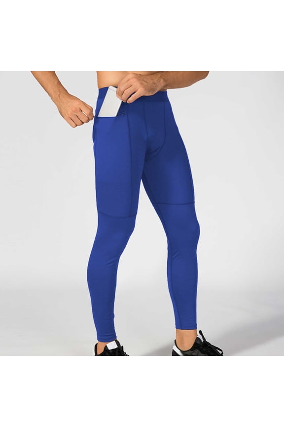 Men's Pants Workout Athletic Compression Leggings Quick Dry Cool Sports Baselayer Workout Active Running Gym Basketball Tights with Pockets