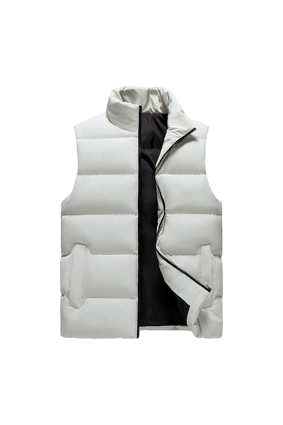 Men's Plus Size Lightweight Packable Puffer Vest, Outdoor Casual Stand Collar Sleeveless Padded Down Vest Winter Warm Vests Outerwear Gilet Jacket for Hiking Work Travel