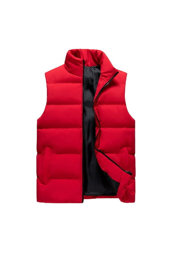 Men's Plus Size Lightweight Packable Puffer Vest, Outdoor Casual Stand Collar Sleeveless Padded Down Vest Winter Warm Vests Outerwear Gilet Jacket for Hiking Work Travel