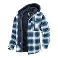 thumbnail image 1 of TMOYZQ Men's Quilted Lined Flannel Shirt Jacket Button Down Plaid Hoodie Long Sleeve Lightweight Casual Shirts Jacket Winter Warm Thick Coat Outerwear with Pockets (Available in Big & Tall), 1 of 5
