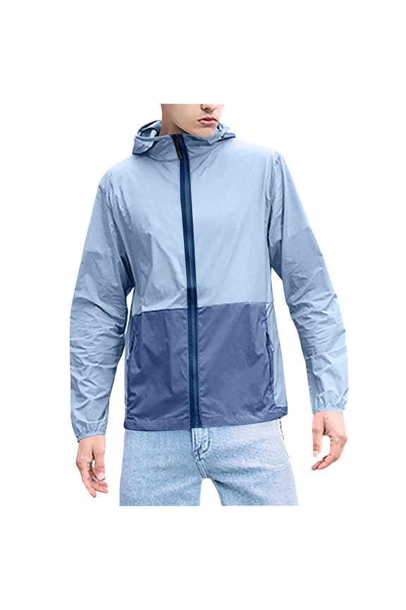 Men's Rain Jacket Quick Dry UPF 50+ Outdoor Lightweight Windbreaker Packable Pullover for Hiking Golf Running