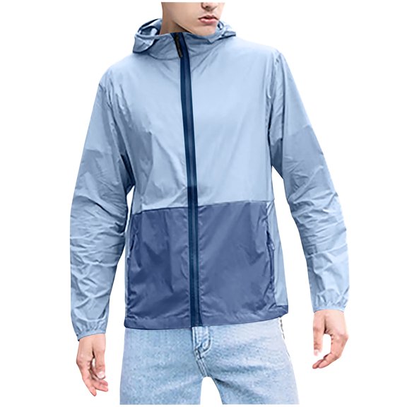 TMOYZQ Men's Rain Jacket Quick Dry UPF 50  Outdoor Lightweight Windbreaker Packable Pullover for Hiking Golf Running