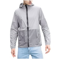 TMOYZQ Men's Rain Jacket Quick Dry UPF 50  Outdoor Lightweight Windbreaker Packable Pullover for Hiking Golf Running