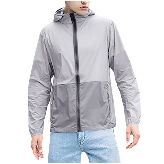 TMOYZQ Men's Rain Jacket Quick Dry UPF 50+ Outdoor Lightweight Windbreaker Packable Pullover for Hiking Golf Running