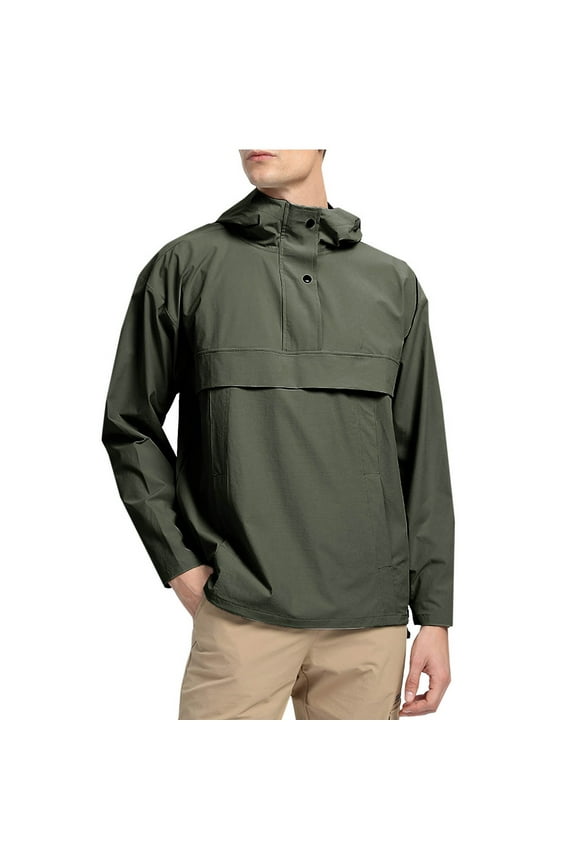 Men's Rain Jacket Waterproof Lightweight Packable Raincoat Quick Dry Pullover Windbreaker With Hood For Hiking Running