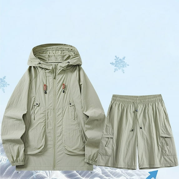 TMOYZQ Men’s Rain Jacket with Hood Lightweight Rain Coats and Shorts Lightweight Waterproof Raincoat Packable Windbreaker Outfit for Hiking Cycling