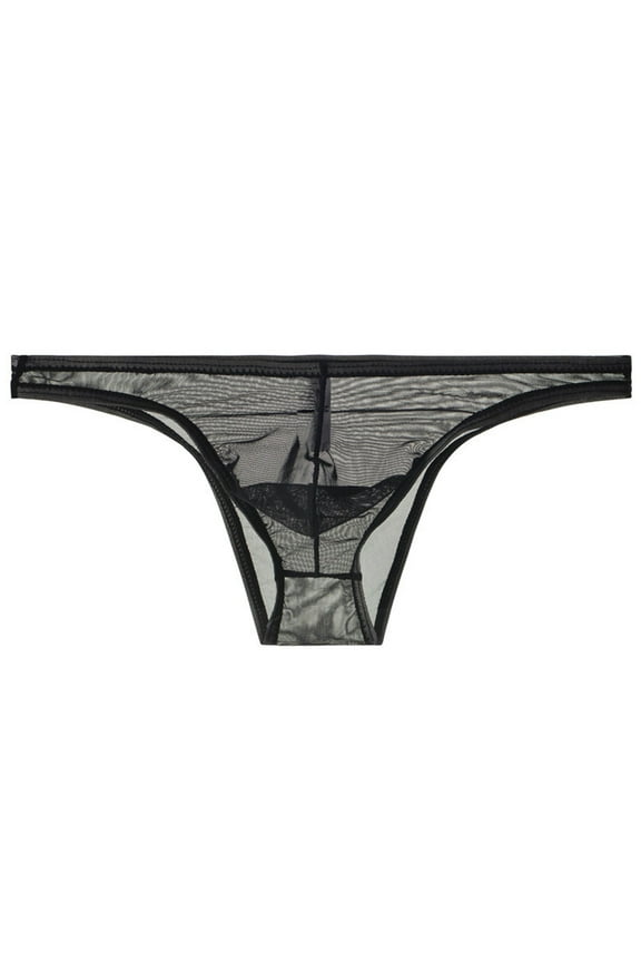 Men's See-Through Breathable Mesh T-Back G-Strings Thong Bulge Pouch Stretch Tagless Underwear Low Waist Butt-Flaunting Bikini Briefs Male Panties