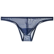 TMOYZQ Mens See-Through Breathable Mesh T-Back G-Strings Thong Bulge Pouch Stretch Tagless Underwear Low Waist Butt-Flaunting Bikini Briefs Male Panties