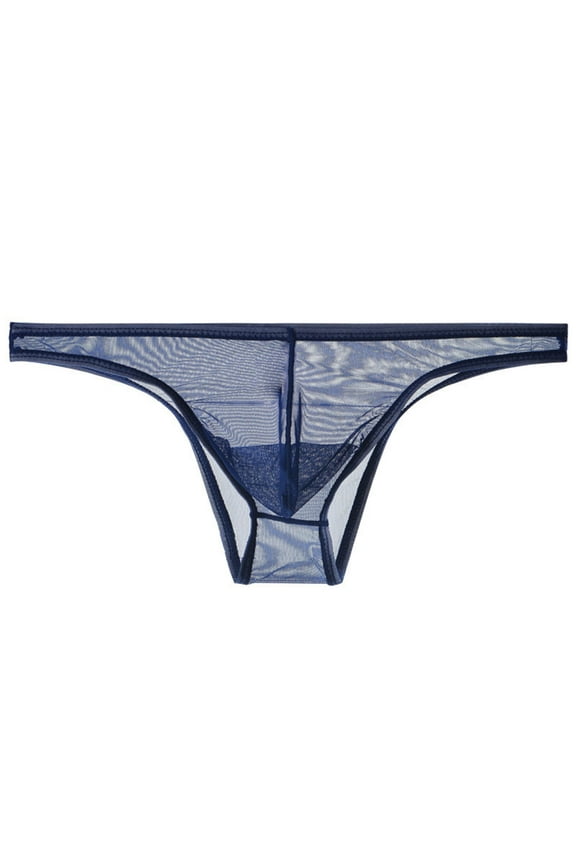 Men's See-Through Breathable Mesh T-Back G-Strings Thong Bulge Pouch Stretch Tagless Underwear Low Waist Butt-Flaunting Bikini Briefs Male Panties