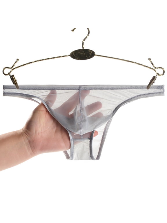 Men's See-Through Breathable Mesh T-Back G-Strings Thong Bulge Pouch Stretch Tagless Underwear Low Waist Butt-Flaunting Bikini Briefs Male Panties