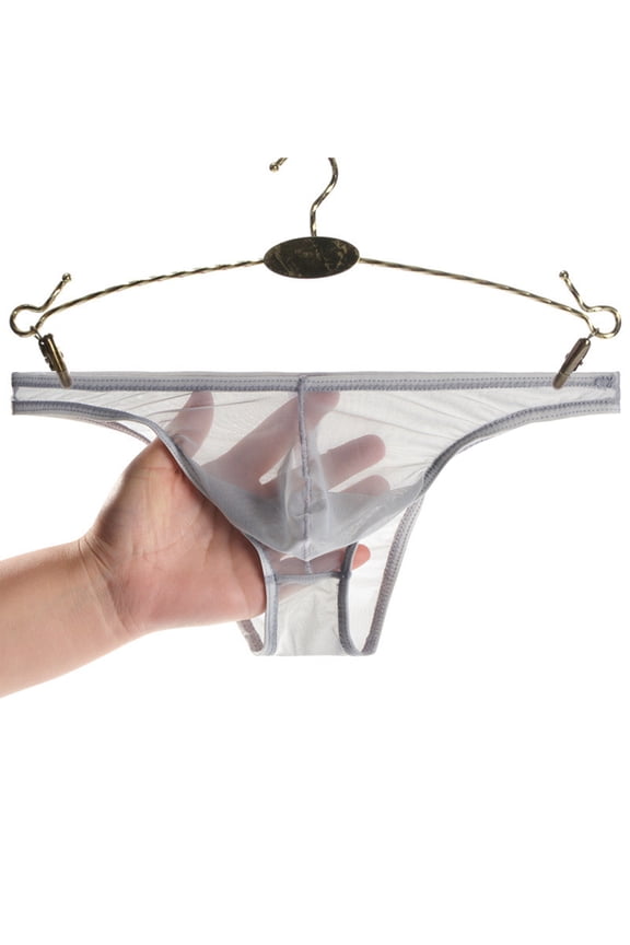 Men's See-Through Breathable Mesh T-Back G-Strings Thong Bulge Pouch Stretch Tagless Underwear Low Waist Butt-Flaunting Bikini Briefs Male Panties