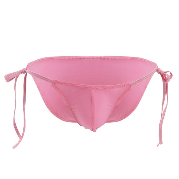TMOYZQ Men's Tie Side Thongs Stretch Breathable Ice Silk Low Waist Bikini Briefs Athletic Supporters Jock Straps Underpants Male Thong Underwear Lingerie