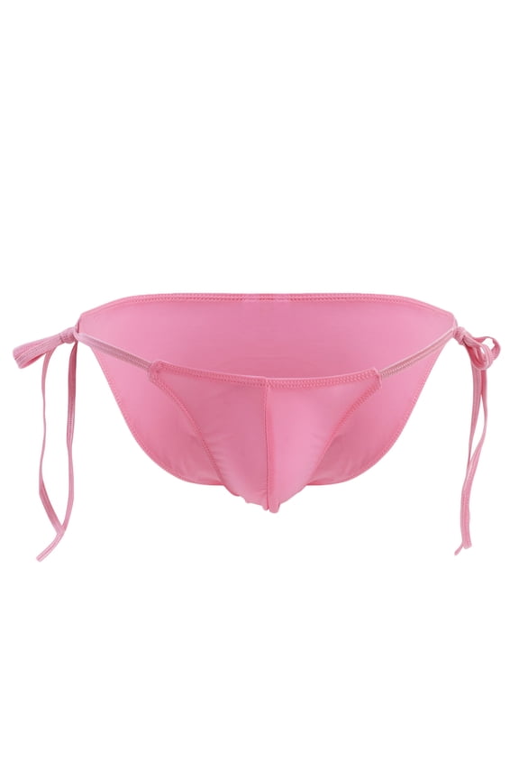 Men's Tie Side Thongs Stretch Breathable Ice Silk Low Waist Bikini Briefs Athletic Supporters Jock Straps Underpants Male Thong Underwear Lingerie