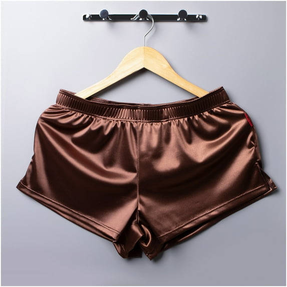 TMOYZQ Men's Silk Satin Boxer Shorts Athletic Supporters Jockstrap Boxers Underwear Silky Side Split Lounge Shorts