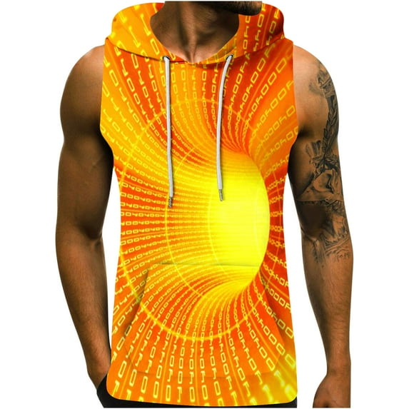 TMOYZQ Men's Sleeveless Hooded Tank Tops Workout Gym Bodybuilding Muscle T-Shirt Quick Dry Soft Lightweight Hoodies Sweatshirt with Drawstring
