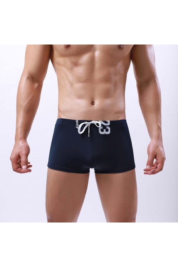 Men's Square Leg Swim Briefs Quick Dry Low Rise Sports Swim Trunks Swimsuit Athletic Board Shorts Boxer Briefs Swimwear Bathing Suit with Drawstring