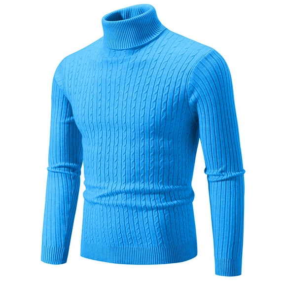 TMOYZQ Men's Turtleneck Sweater Slim Fit Twisted Knitted Pullover Sweaters Lightweight Long Sleeve Jumper Tops
