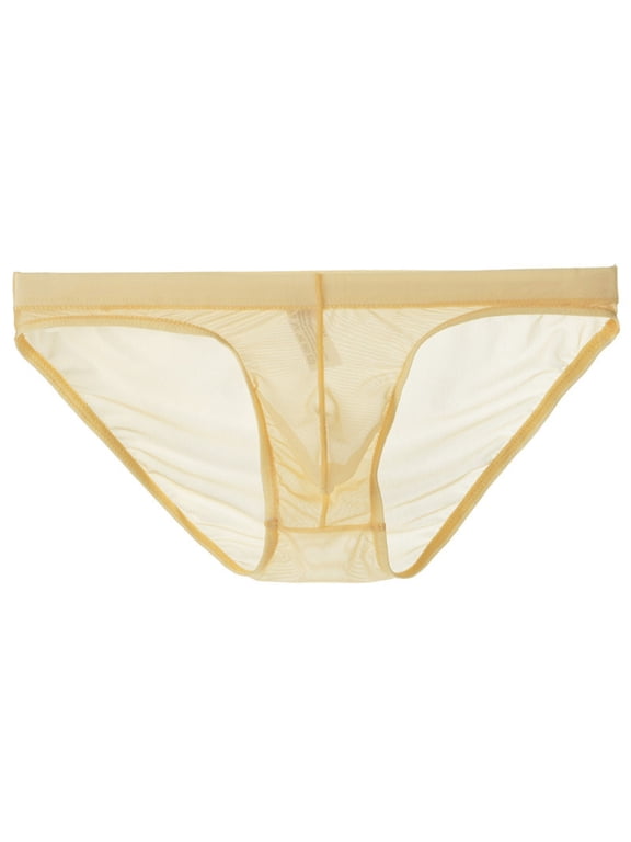 Men's Underwear Seamless See Through Low Waist Ice Silk Backless Tangas Sheer Bikini Briefs Underpants