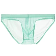TMOYZQ Mens Underwear Seamless See Through Low Waist Ice Silk Backless Tangas Sheer Bikini Briefs Underpants