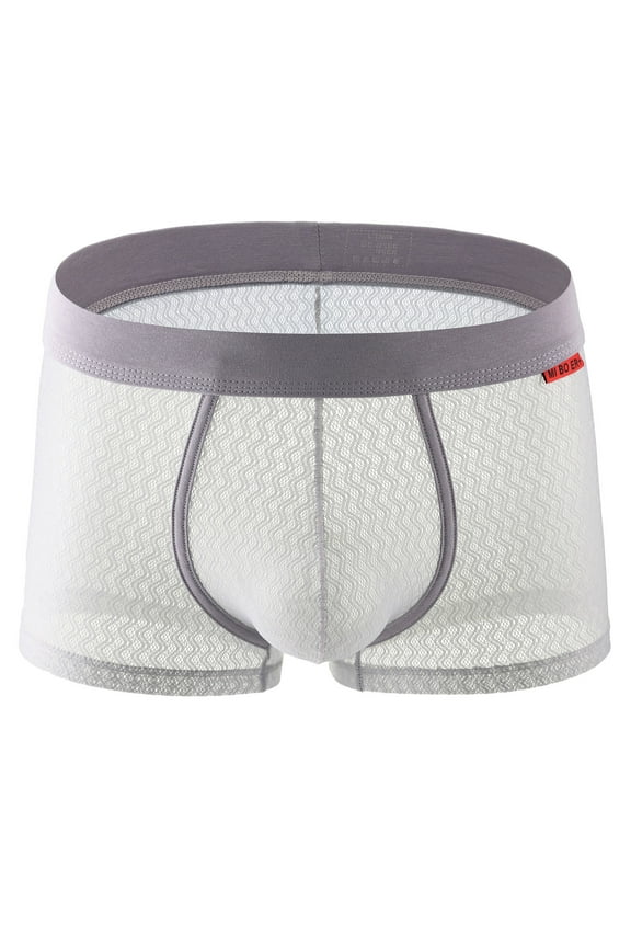 Men's Underwear Sheer Mesh Boxer Briefs Bulge Pouch Low Rise Stretch Boxers Cooling Trunks Breathable Ultra Thin Tagless Underpants