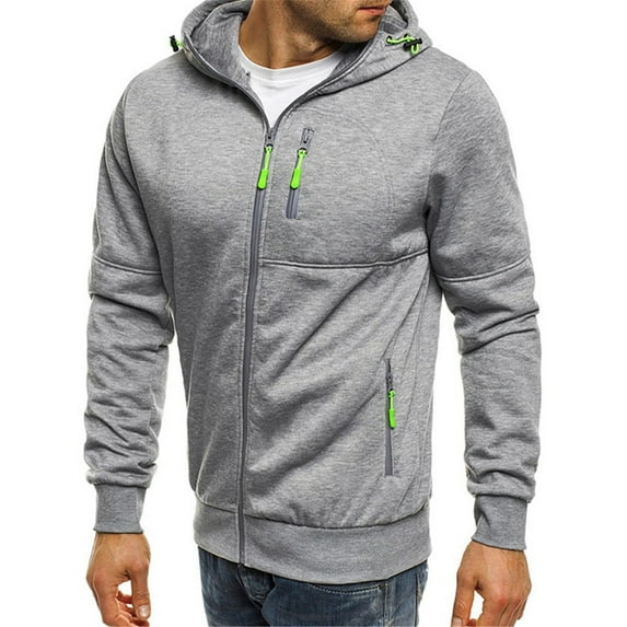 TMOYZQ Men's Zip Up Hoodies Casual Long Sleeve Fleece Athletic Sweatshirt Lightweight Hooded Sports Jacket Winter Warm Coat Outerwear with Zipper Pockets (Available in Big & Tall)