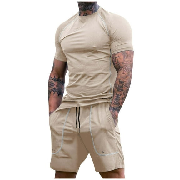 TMOYZQ Mens 2 Piece Outfits Casual Tracksuit Shorts Summer Sweatsuit Oversize Short Sleeve Sport Sets