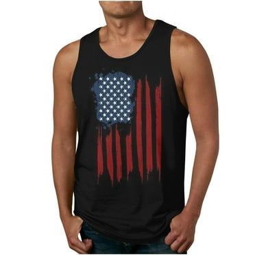 TMOYZQ Mens Big & Tall 4th of July American Flag Muscle Tank Tops Summer Casual Crew Neck Sleeveless Graphic Tees Independence Day Patriotic Quick Dry Workout T-Shirts