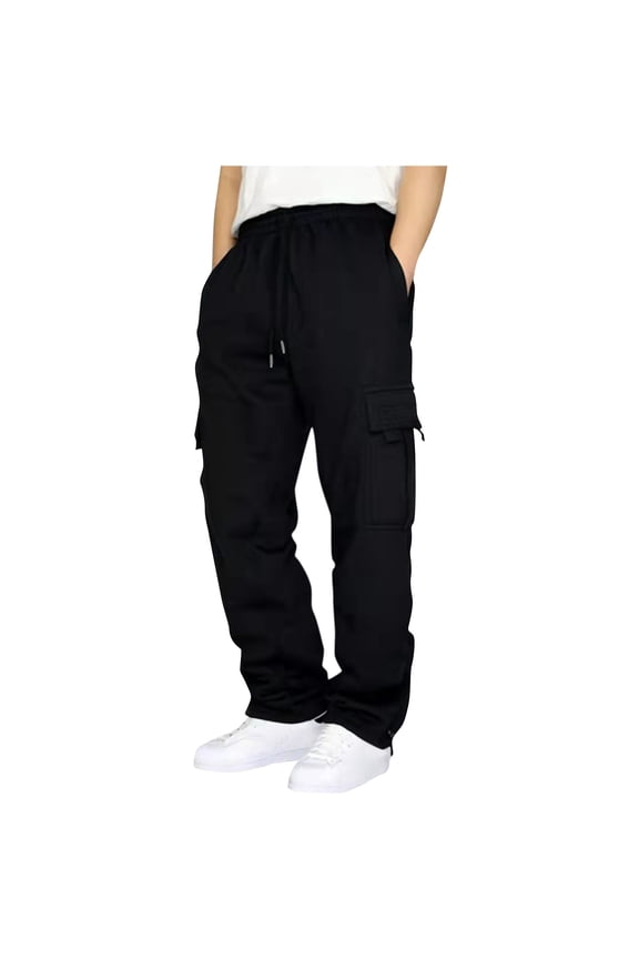 Mens Big & Tall Casual Cotton Cargo Joggers Pants Lightweight Drawstring Athletic Workout Gym Running Stretch Sweatpants Outdoor Hiking Sports Jogging Pants with Multi Pockets