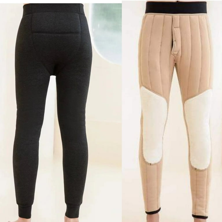 TMOYZQ Mens Big Tall Thermal Underwear with Open Fly, Winter