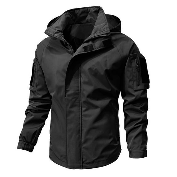 TMOYZQ Mens Big & Tall Windbreaker Jackets Lightweight Long Sleeve Zipper Military Jacket Fall Winter Thin Hooded Coat for Hiking Running Cycling